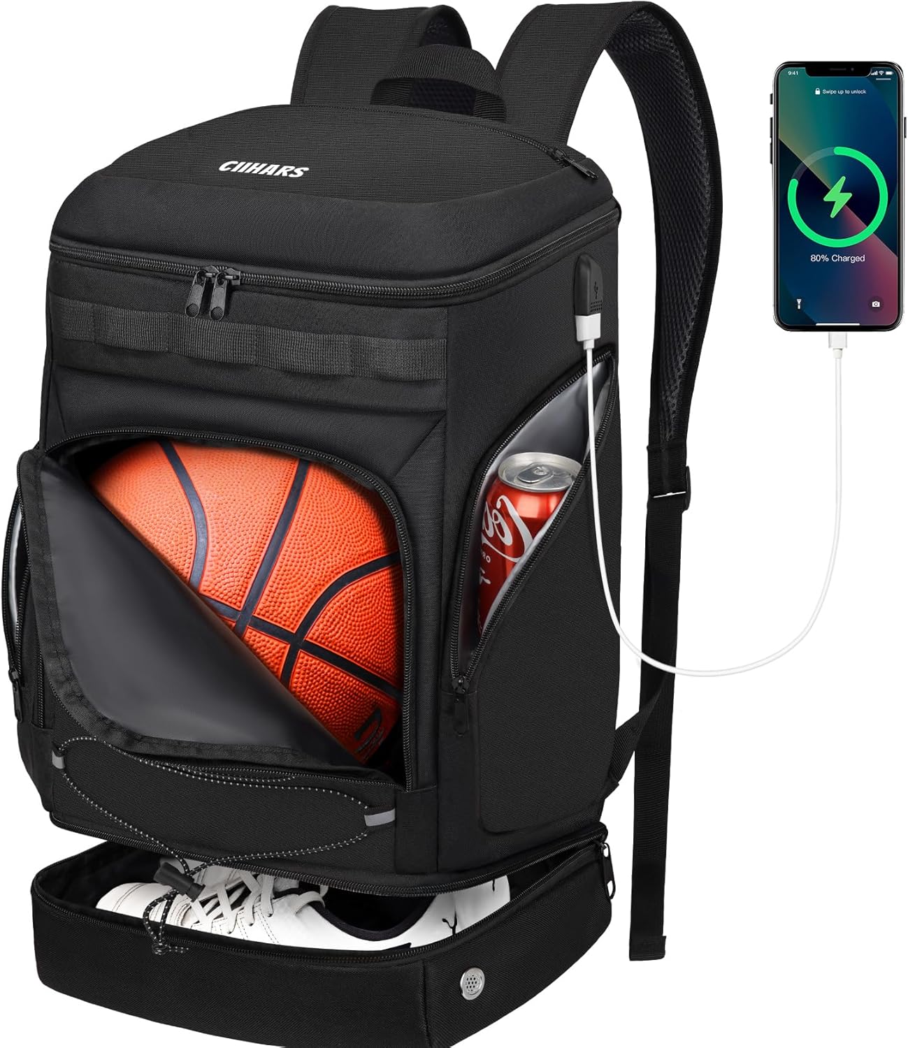 Basketball Backpack Basketball Bag Large Sports Bag with Separate Ball holder & Shoes compartment, Best for Basketball, Soccer,Volleyball,Gym
